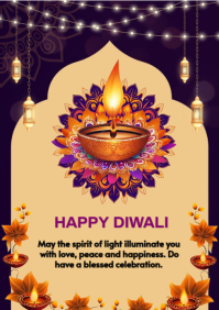 Orange Maximalist Diwali Celebration Template  A4