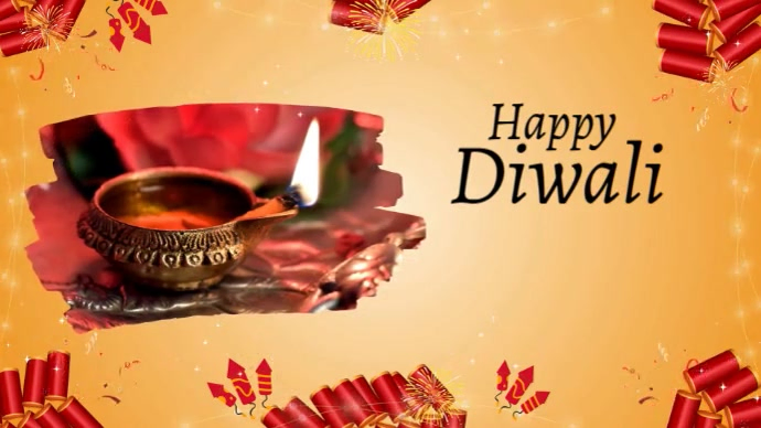 Orange Maximalist Diwali Digital Display (16:9) template