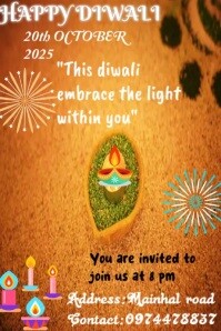 Orange Maximalist Diwali Invitation Poster Template  Poster
