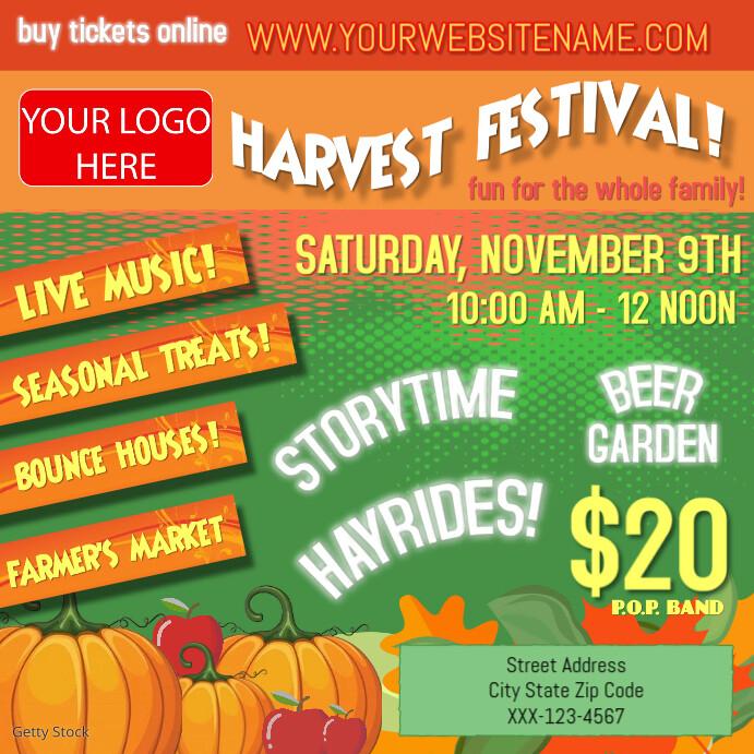 Orange Maximalist Fall Festival Instagram Post template