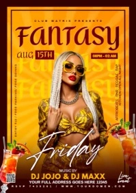 Orange Maximalist Fantasy Friday  A4 template