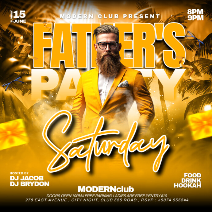 Orange Maximalist Father's Day Party Premium  Instagram Post template