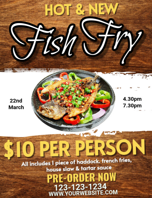 Copy of Orange Maximalist Fish Fry Flyer (us Letter) | PosterMyWall