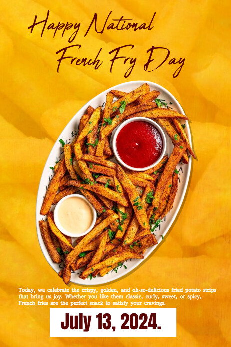 Modèle Orange Maximalist French Fry day Poster | PosterMyWall