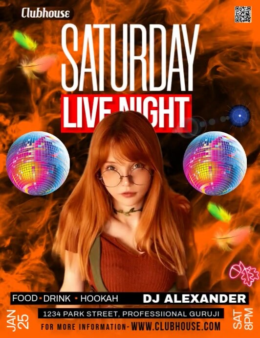 Orange Maximalist Friday Night Party Flyer (us Letter) template