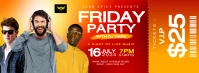 Orange Maximalist Friday Party Event Ticket F Facebook Cover Photo template