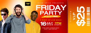 Orange Maximalist Friday Party Event Ticket F Portada de Facebook template