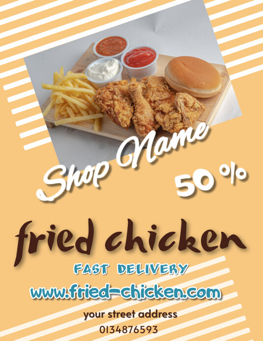 Orange Maximalist Fried Chicken Flyer (us Let template