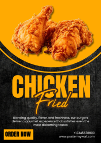 Orange Fried Chicken Promotion A2 Template