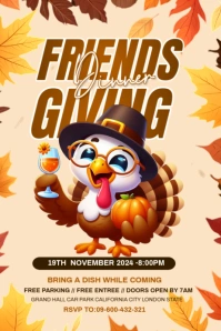Orange Maximalist Friends Giving Dinner Party Invitation Poster Cartaz template