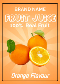 Orange Maximalist Fruit Juice Label Design A6 template