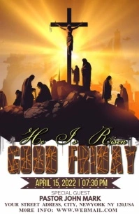 Orange Maximalist Good Friday Church Prayer Half Page Wide template