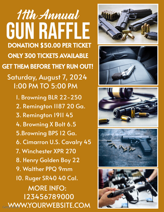 Orange Maximalist Gun Raffle Flyer (us Letter Template | PosterMyWall