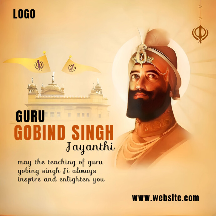 Orange Maximalist Guru Gobin Singh Jayanthi Instagram Post template