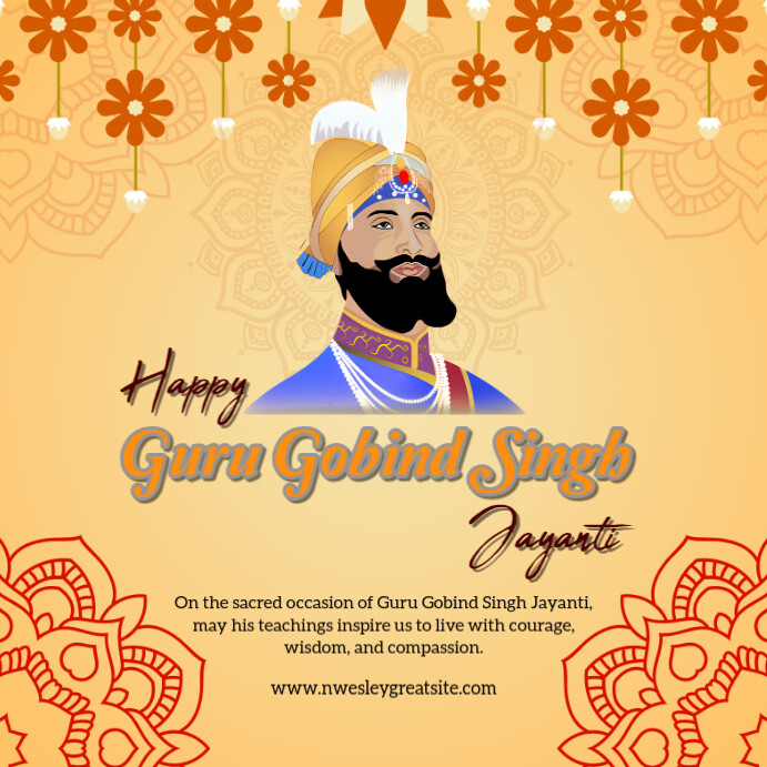 Orange Maximalist Guru Gobind Singh Square (1:1) template