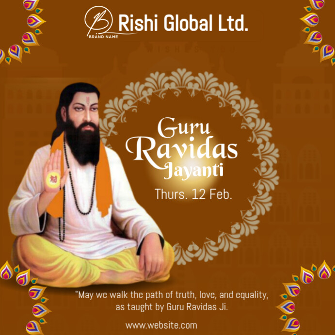 Orange Maximalist Guru Ravidas Jayanti Day Instagram Post Template ...