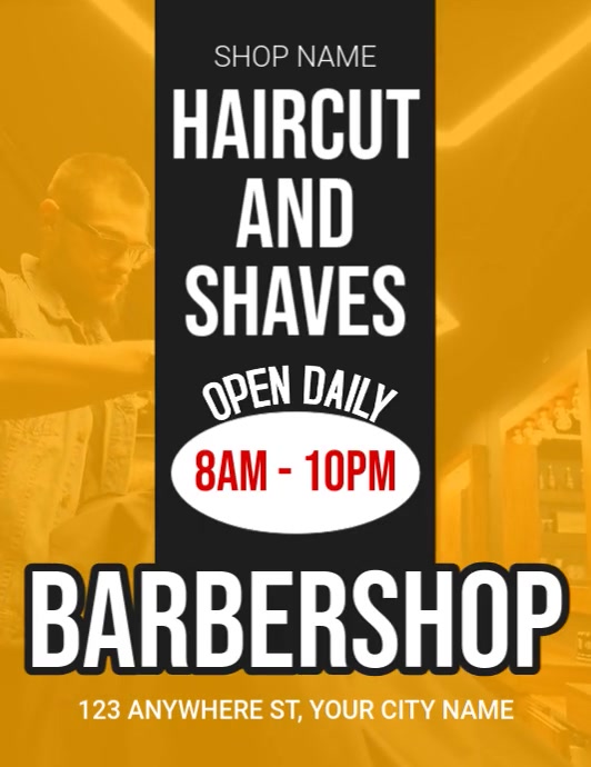 Orange Maximalist Haircut And Shaves Flyer (us Letter) template