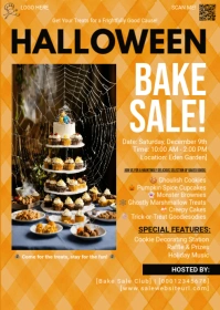Orange Maximalist Halloween Bake Sale A6 template