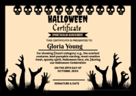 Orange Maximalist Halloween Certificate  Postcard Открытка template