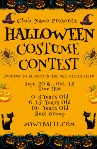 Orange Maximalist Halloween Costume Contest Flyer  Tabloid template