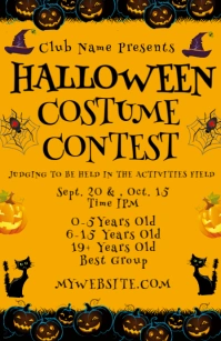 Orange Maximalist Halloween Costume Contest Flyer  Tabloid Boulevardzeitung template