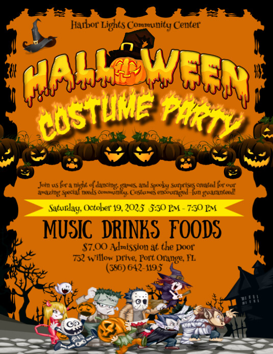 Orange Maximalist Halloween Costume Party Invitation Flyer (us Letter ...
