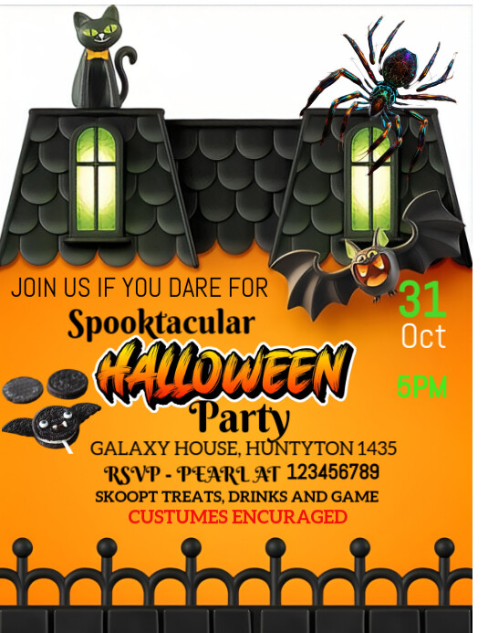 Copy of Orange Maximalist Halloween Flyer (us Letter) | PosterMyWall