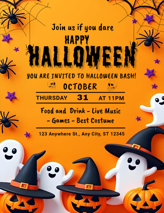 Copy of Orange Maximalist Halloween Party Flyer (us Letter) | PosterMyWall