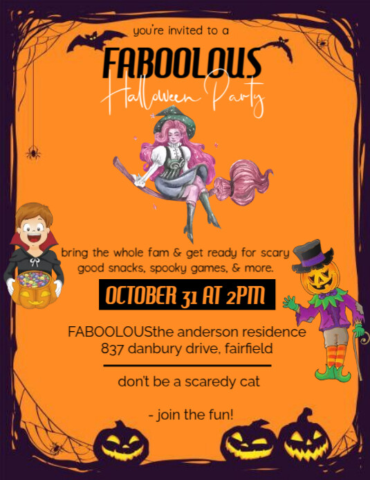 Copy of Orange Maximalist Halloween Party Invitation Flyer (us Letter ...