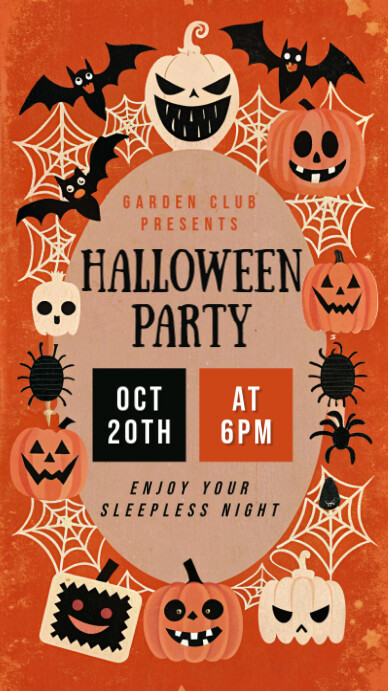 Orange Maximalist Halloween Party Invite Instagram Story Template ...