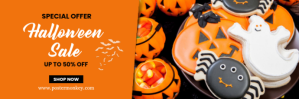 橙色 Halloween Sale Nagłówek wiadomości e-mail Template