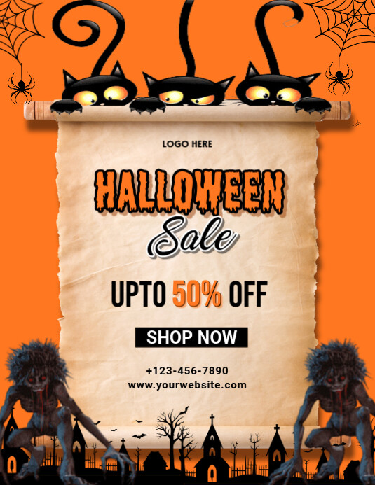 Copy of Orange Maximalist Halloween Sale Flyer (us Letter) | PosterMyWall