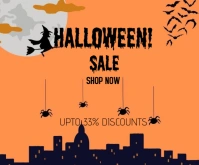 Orange Maximalist Halloween Sale Poster Flyers  Medium Rectangle template