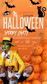 Orange Maximalist Halloween Spooky Party  Wha WhatsApp-Status template