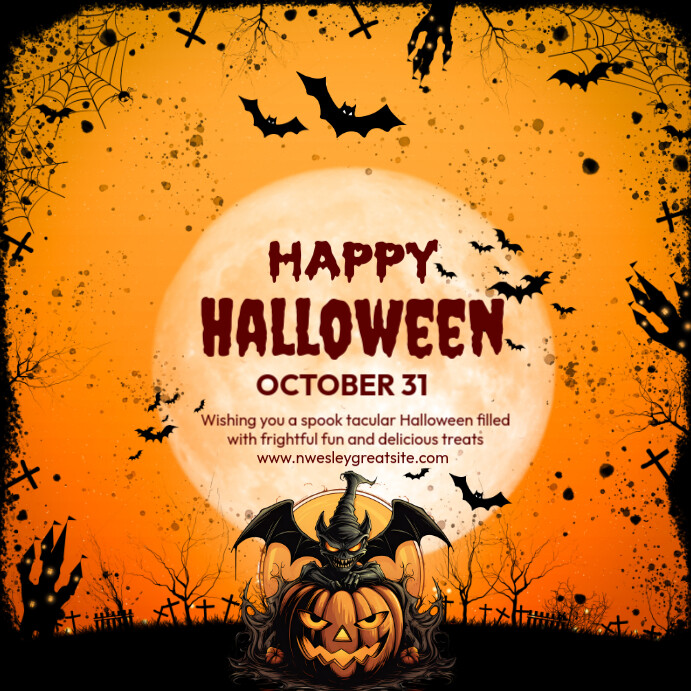 Copy of Orange Maximalist Halloween Square (1:1) | PosterMyWall