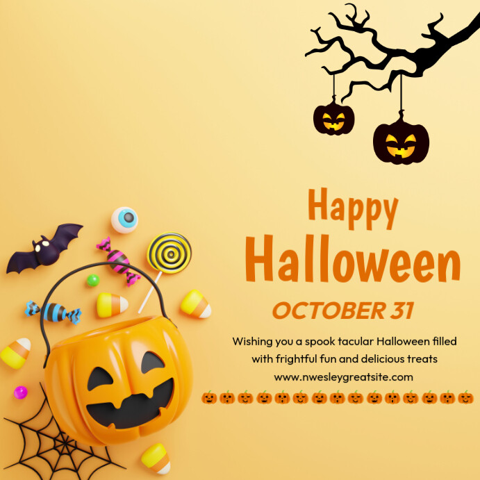 Copy of Orange Maximalist Halloween Square (1:1) | PosterMyWall