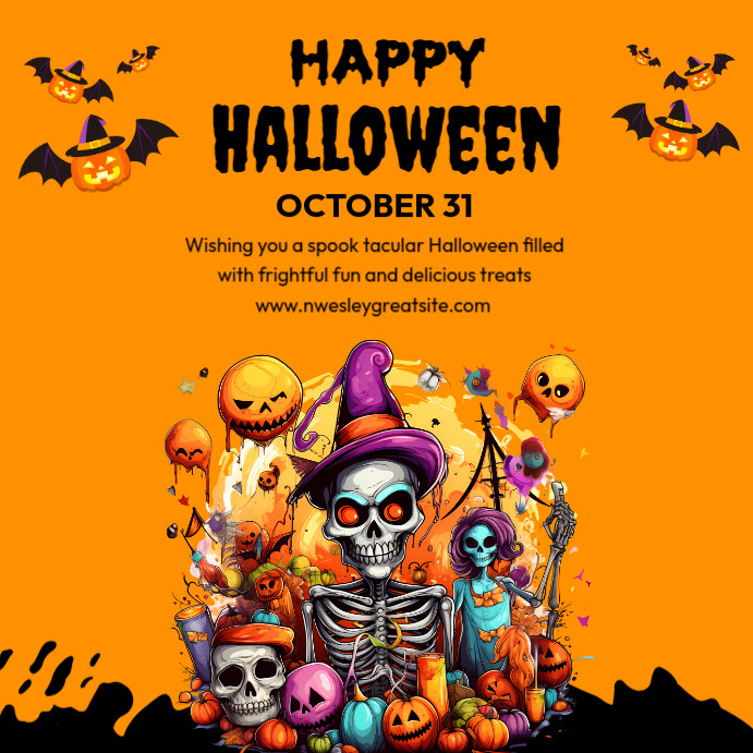 Copy of Orange Maximalist Halloween Square (1:1) | PosterMyWall