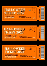 Orange Maximalist Halloween Ticket  A4 template
