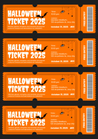 Orange Maximalist Halloween Ticket A4 template