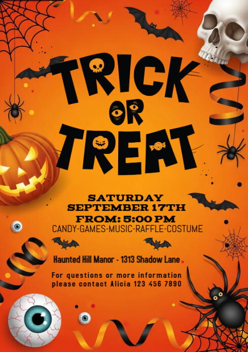 Copy of Orange Maximalist Halloween Trick Or Treat Design Template A4 ...