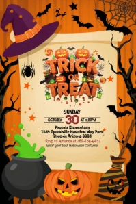 Orange Maximalist Halloween Trick Or Treat Design Template Pinterest Graphic