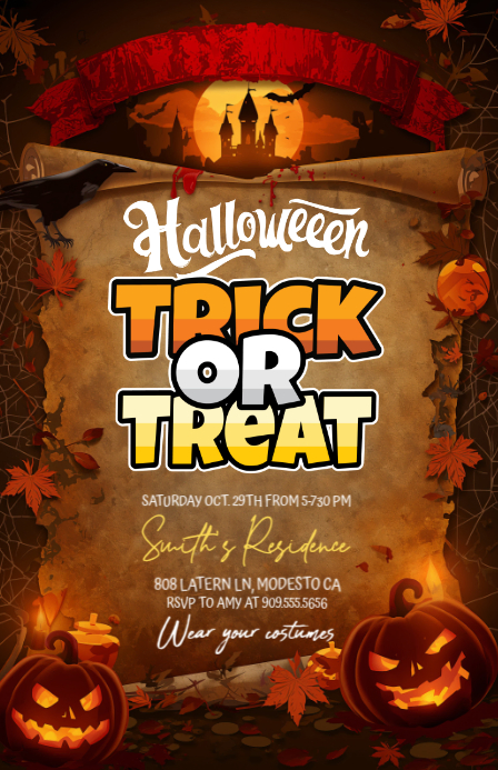Copy of Orange Maximalist Halloween Trick Or Treat Design Tem Tabloid ...