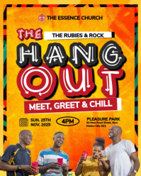 Orange Maximalist Hang Out Meet And Greet Flyer  Instagram Portrait template