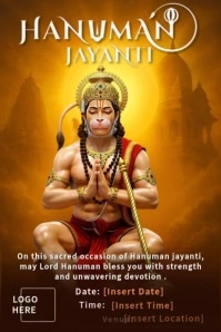 Orange Maximalist Hanuman Jayanti Instagram Post  Editable Hanuman Template  Poster