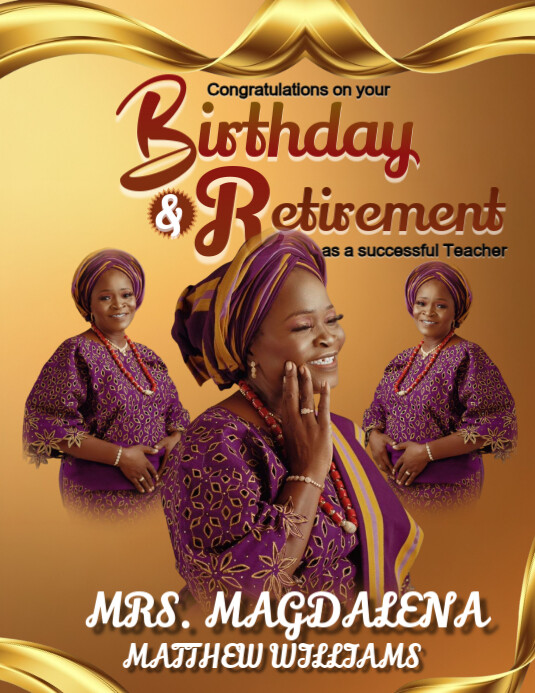 Orange Maximalist Happy Birthday/ Retirement Flyer Flyer (us Letter) Pamflet (VSA Brief) template