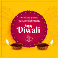 Orange Maximalist Happy Diwali Greeting Card  Instagram Post template