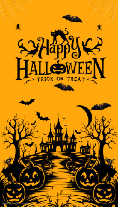 Copy of Orange Maximalist Happy Halloween Business Card | PosterMyWall