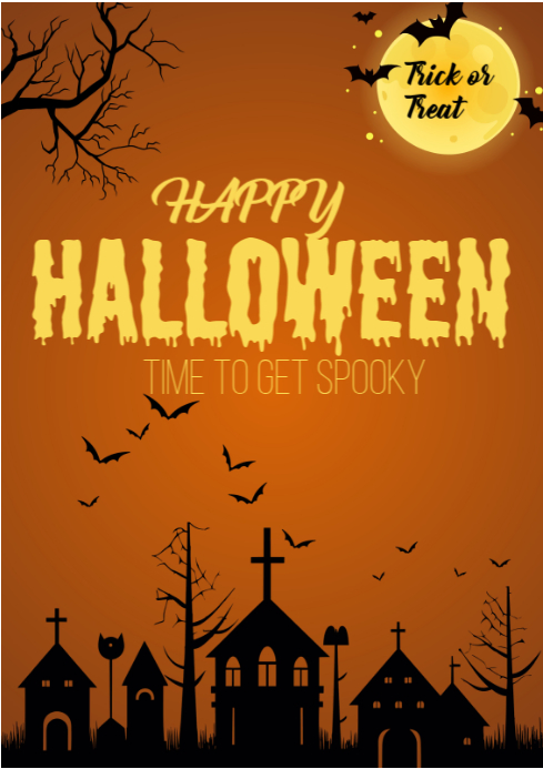 Plantilla de Orange Maximalist Happy Halloween Flyers Template A4 ...