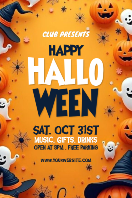 Orange Maximalist Happy Halloween Poster Template | PosterMyWall