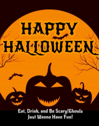 Orange Maximalist Happy Halloween Poster Poster/wallboard template